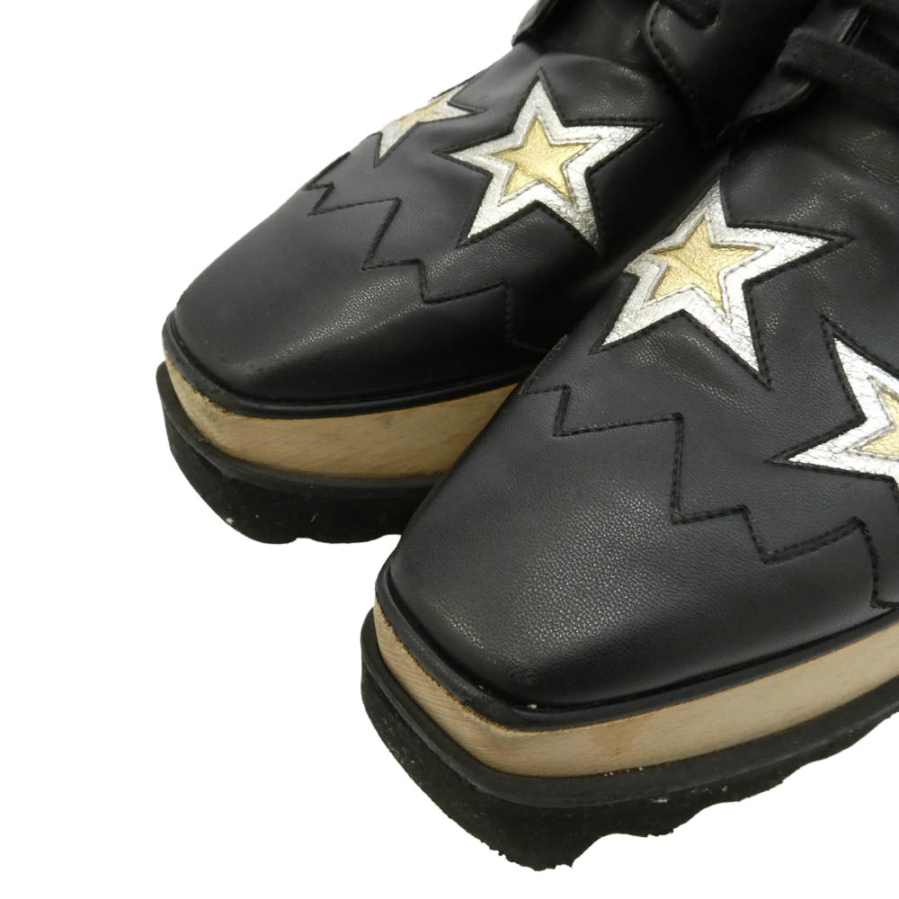 Stella McCartney ステラマッカートニー 580196 ELYSE エリス スター プラットフォーム ウッドソール 厚底 シューズ ブラック系 35【中古】