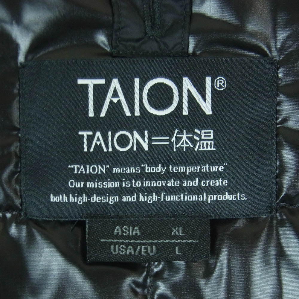 タイオン TAION-104 ベーシック クルーネック インナー ダウン ジャケット 中国製 ブラック系 XL【美品】【中古】