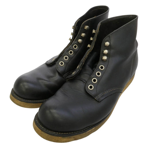 RED WING レッドウィング 8165 刺繍羽根タグ クラシックラウンド レザー ワークブーツ ブラック系 7.5【中古】