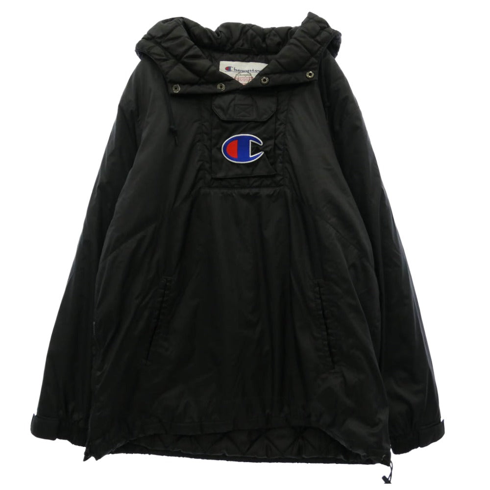 Supreme シュプリーム Champion チャンピオン 18SS × Champion Pullover Parka チャンピオン ビックロゴ 刺繍 プルオーバー パーカー ブラック系 M【中古】
