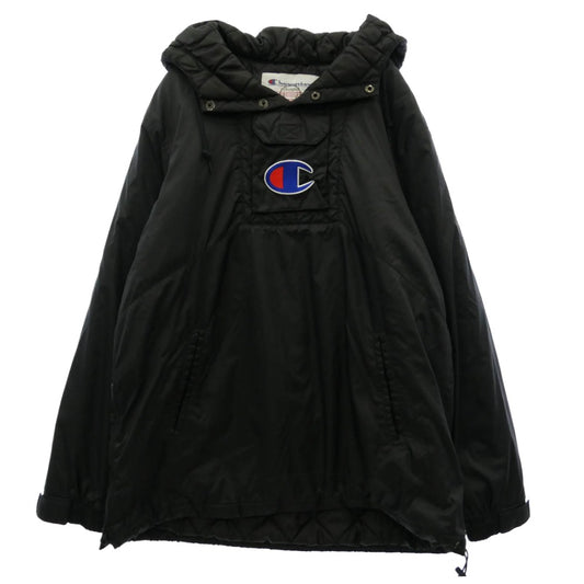 Supreme シュプリーム Champion チャンピオン 18SS × Champion Pullover Parka チャンピオン ビックロゴ 刺繍 プルオーバー パーカー ブラック系 M【中古】