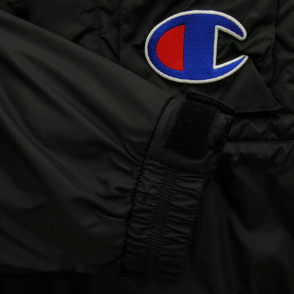 Supreme シュプリーム Champion チャンピオン 18SS × Champion Pullover Parka チャンピオン ビックロゴ 刺繍 プルオーバー パーカー ブラック系 M【中古】