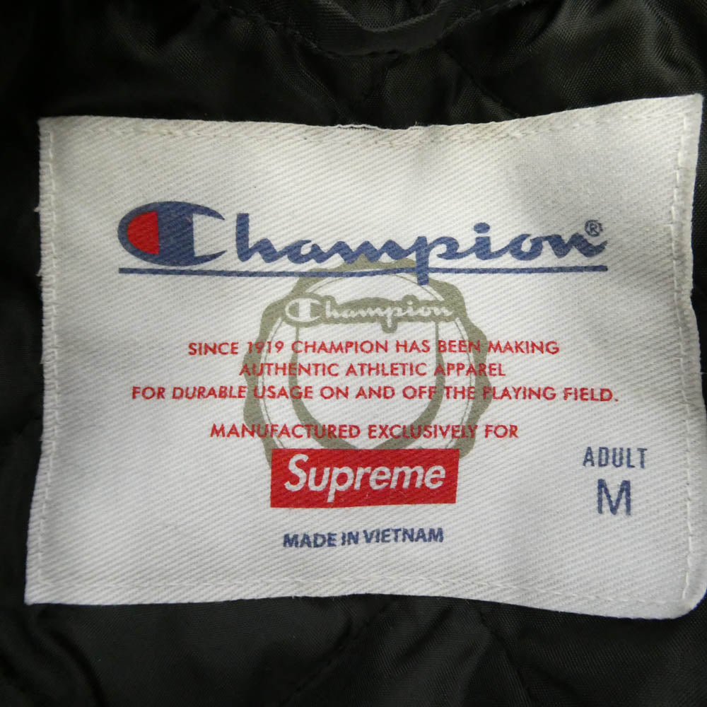 Supreme シュプリーム Champion チャンピオン 18SS × Champion Pullover Parka チャンピオン ビックロゴ 刺繍 プルオーバー パーカー ブラック系 M【中古】