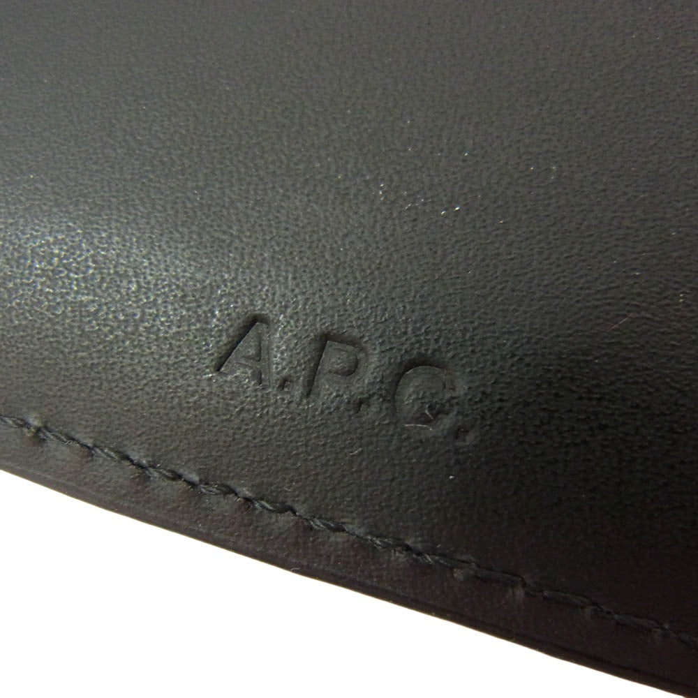 A.P.C. アーペーセー 1987 ロゴ レザー カードホルダー カードケース ブラック系【中古】