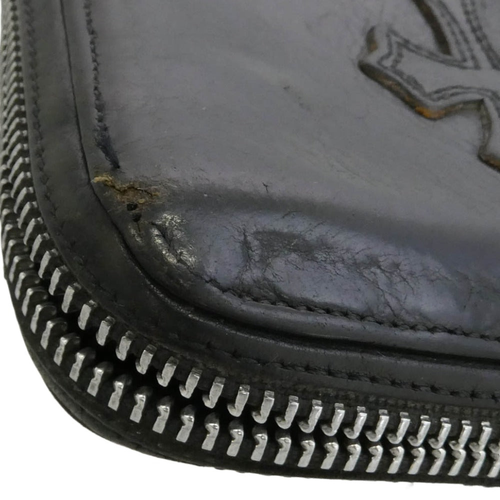 CHROME HEARTS クロムハーツ（原本無） REC F ZIP 3 セメタリー クロスパッチ ラウンドファスナー ウォレット 長財布 ブラック系【中古】