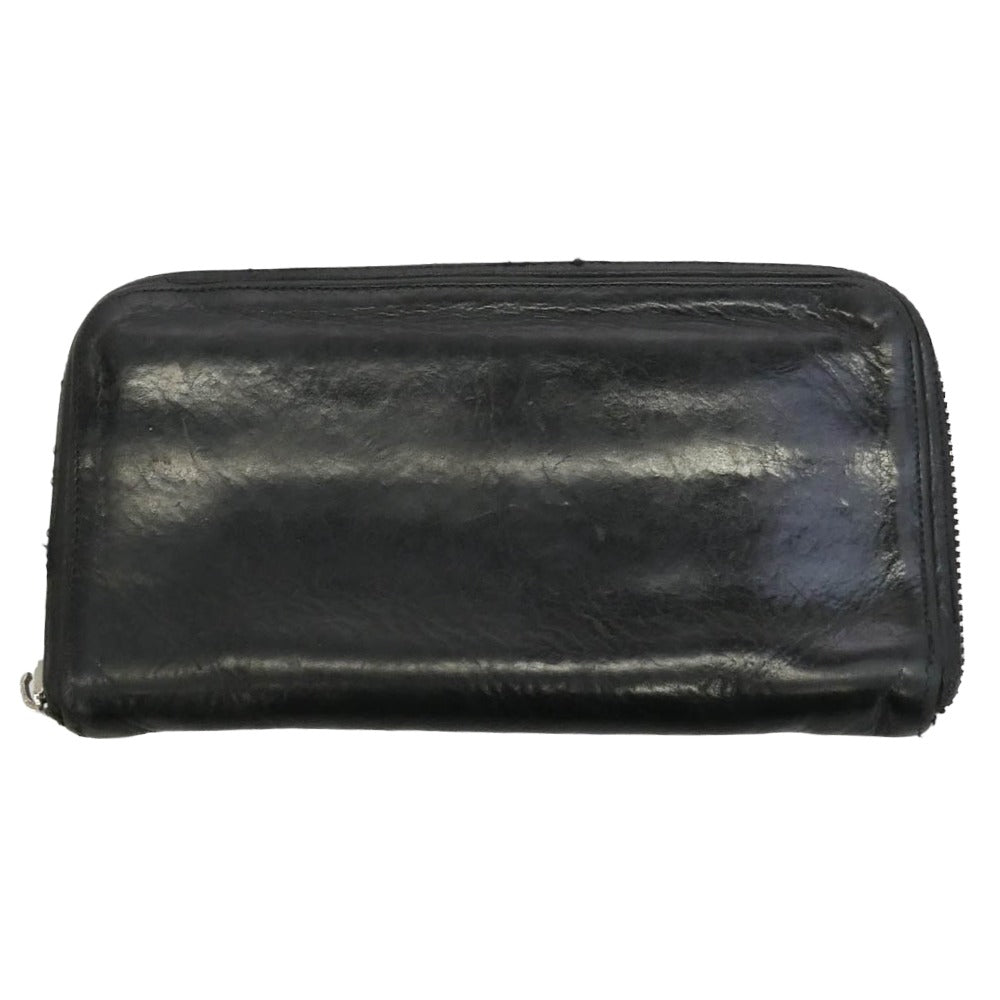 CHROME HEARTS クロムハーツ（原本無） REC F ZIP 3 セメタリー クロスパッチ ラウンドファスナー ウォレット 長財布 ブラック系【中古】