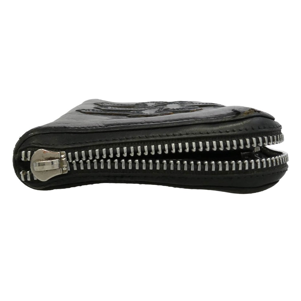 CHROME HEARTS クロムハーツ（原本無） REC F ZIP 3 セメタリー クロスパッチ ラウンドファスナー ウォレット 長財布 ブラック系【中古】