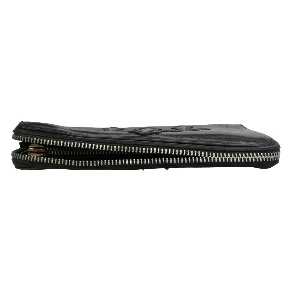 CHROME HEARTS クロムハーツ（原本無） REC F ZIP 3 セメタリー クロスパッチ ラウンドファスナー ウォレット 長財布 ブラック系【中古】