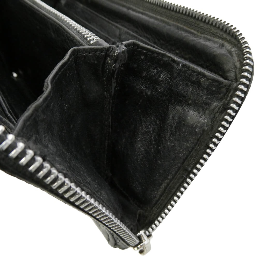 CHROME HEARTS クロムハーツ（原本無） REC F ZIP 3 セメタリー クロスパッチ ラウンドファスナー ウォレット 長財布 ブラック系【中古】