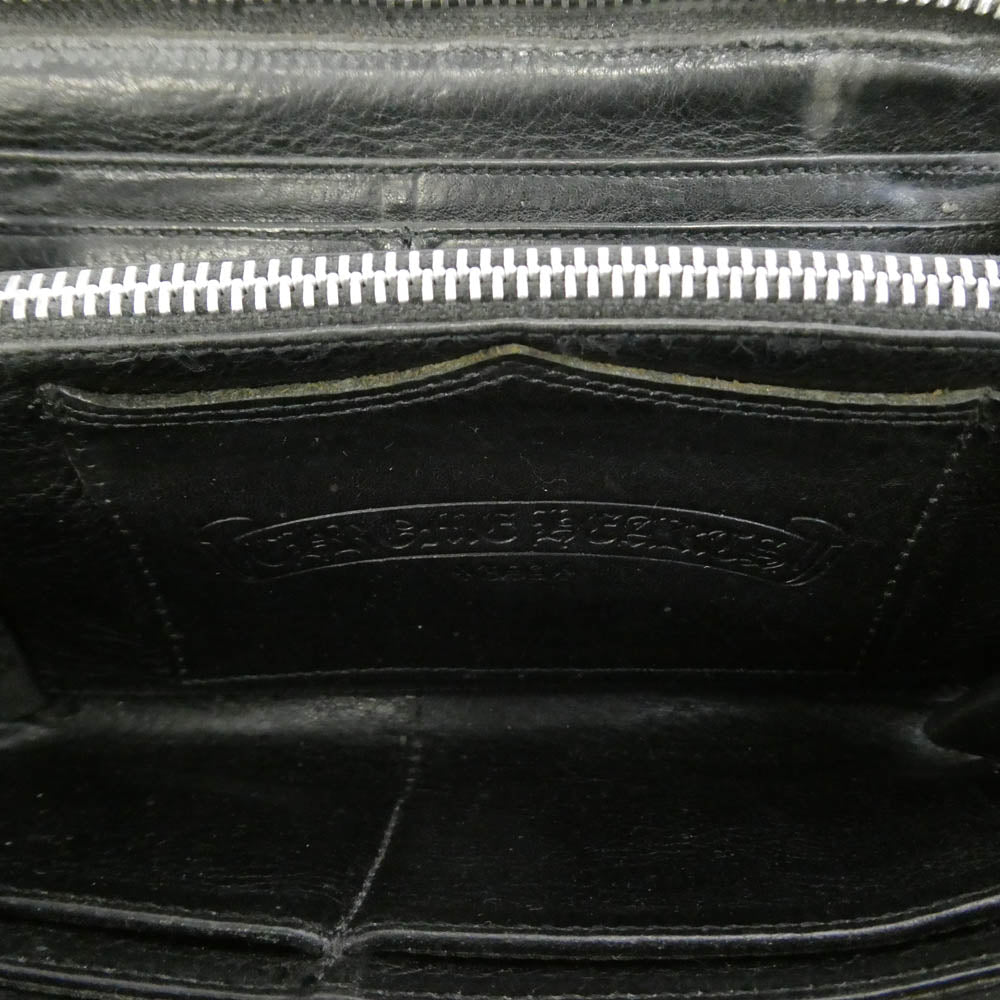 CHROME HEARTS クロムハーツ（原本無） REC F ZIP 3 セメタリー クロスパッチ ラウンドファスナー ウォレット 長財布 ブラック系【中古】
