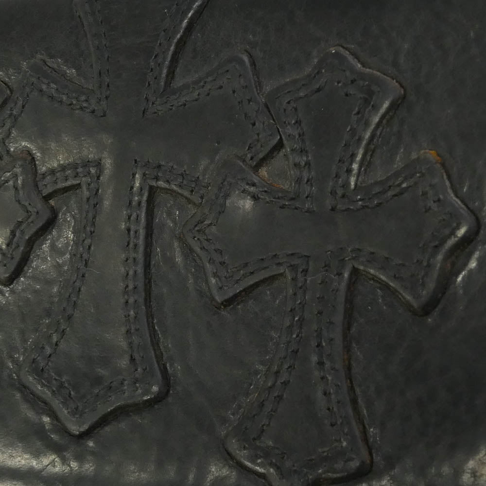 CHROME HEARTS クロムハーツ（原本無） REC F ZIP 3 セメタリー クロスパッチ ラウンドファスナー ウォレット 長財布 ブラック系【中古】