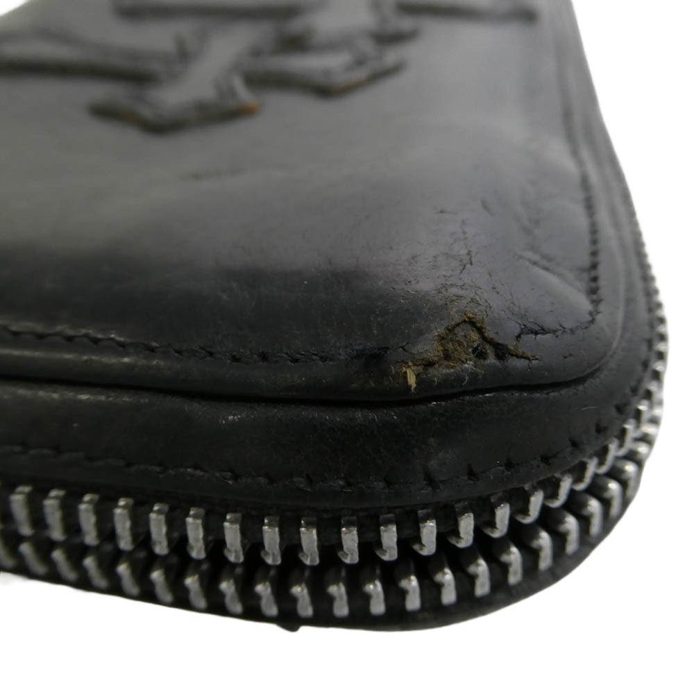 CHROME HEARTS クロムハーツ（原本無） REC F ZIP 3 セメタリー クロスパッチ ラウンドファスナー ウォレット 長財布 ブラック系【中古】
