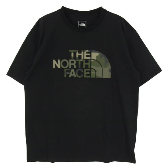 THE NORTH FACE ノースフェイス NT32305Z S/S カモフラージュ ロゴ プリント Tシャツ 半袖 カットソー ブラック系 XL【中古】