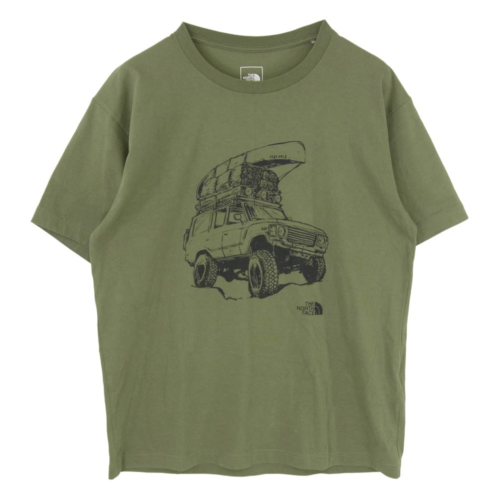 THE NORTH FACE ノースフェイス NT32303Z S/S ４WD Tee グラフィック プリント Tシャツ 半袖 カットソー カーキ系 XL【中古】