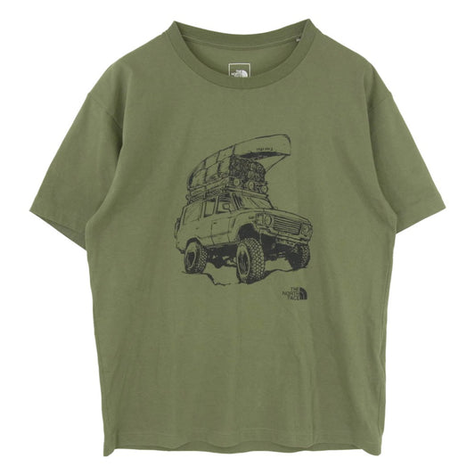 THE NORTH FACE ノースフェイス NT32303Z S/S ４WD Tee グラフィック プリント Tシャツ 半袖 カットソー カーキ系 XL【中古】