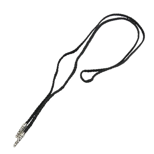 CHROME HEARTS クロムハーツ（原本無） LEATHER BRAID SC スクロールチップ レザーブレード レザーブレイド ネックレス ブラック系 シルバー系【中古】