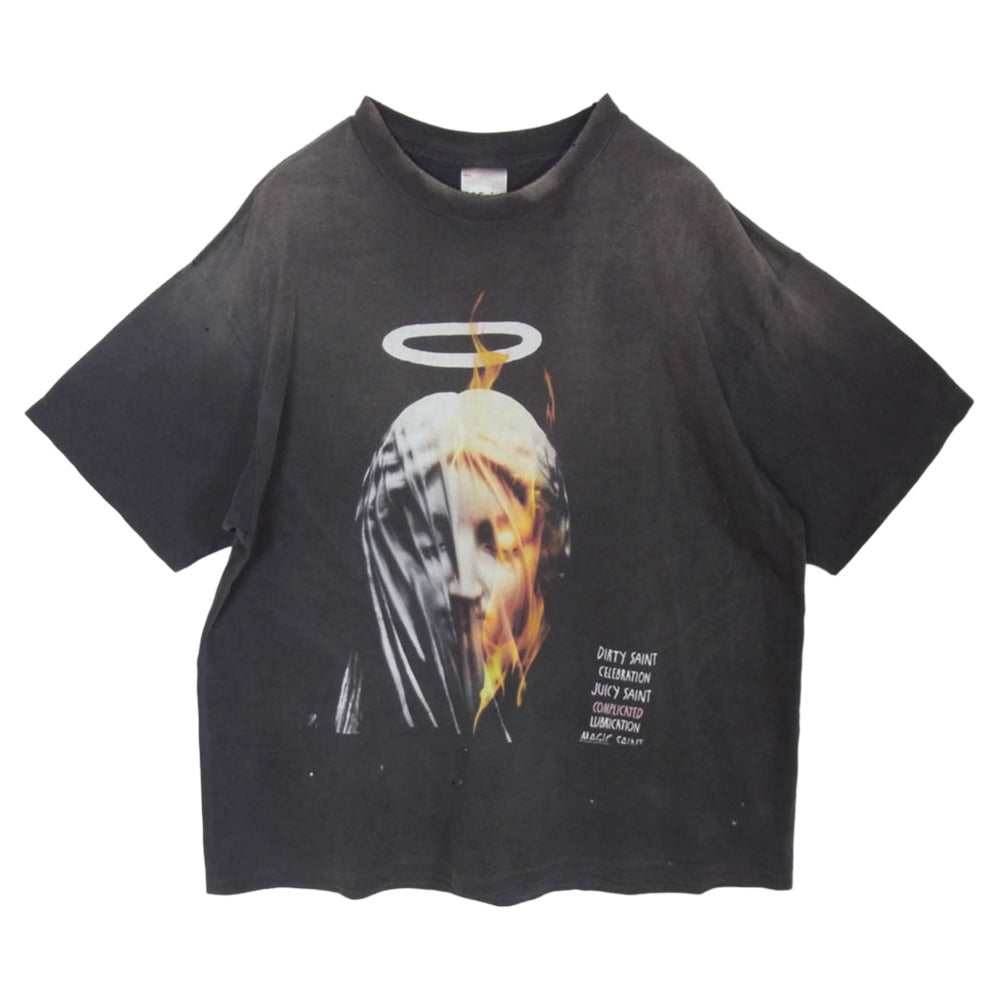 SAINT MICHAEL セントマイケル 25SS SM-HR8-0000-002 S/S TEE DEVIL DADDY デビル ダディ クルーネック 半袖 Tシャツ チャコール系 L【中古】