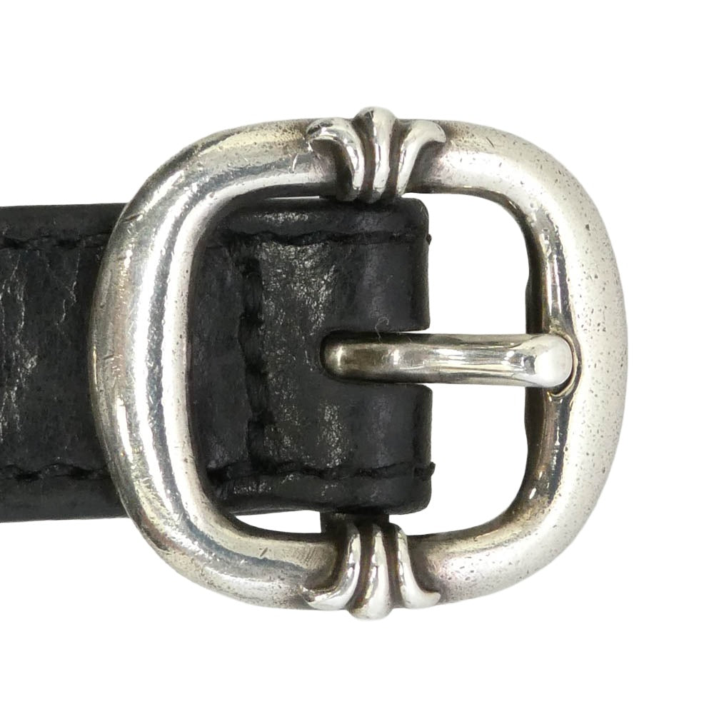 CHROME HEARTS クロムハーツ（原本無） GUNSLINGER ガンスリンガー スクロールラベル レザー ブレスレット ブラック系 シルバー系 6【中古】