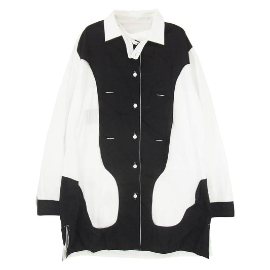 Yohji Yamamoto POUR HOMME ヨウジヤマモトプールオム HJ-B74-515 BLACK AND WHITE SHIRT 白黒使い スペアカラー 長袖 シャツ ブラック系 サイズ表記無【中古】
