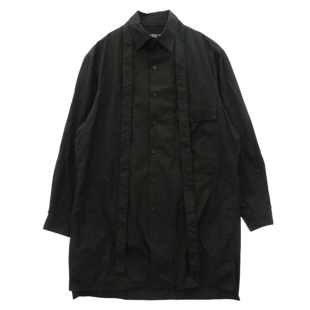 Yohji Yamamoto ヨウジヤマモト PZ-B02-001 power of the WHITE shirt パワーオブザホワイトシャツ ロングカラー 長袖 シャツ ブラウス ブラック系【中古】