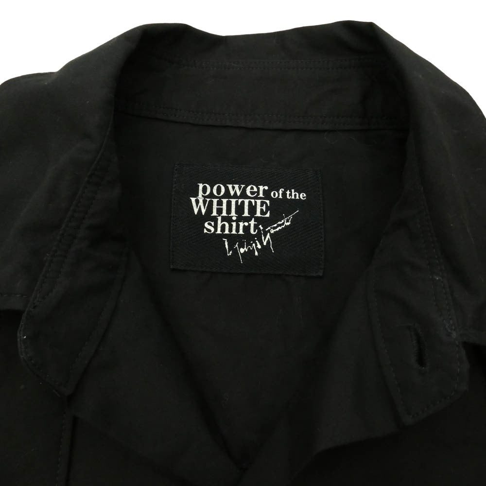 Yohji Yamamoto ヨウジヤマモト PZ-B02-001 power of the WHITE shirt パワーオブザホワイトシャツ ロングカラー 長袖 シャツ ブラウス ブラック系【中古】