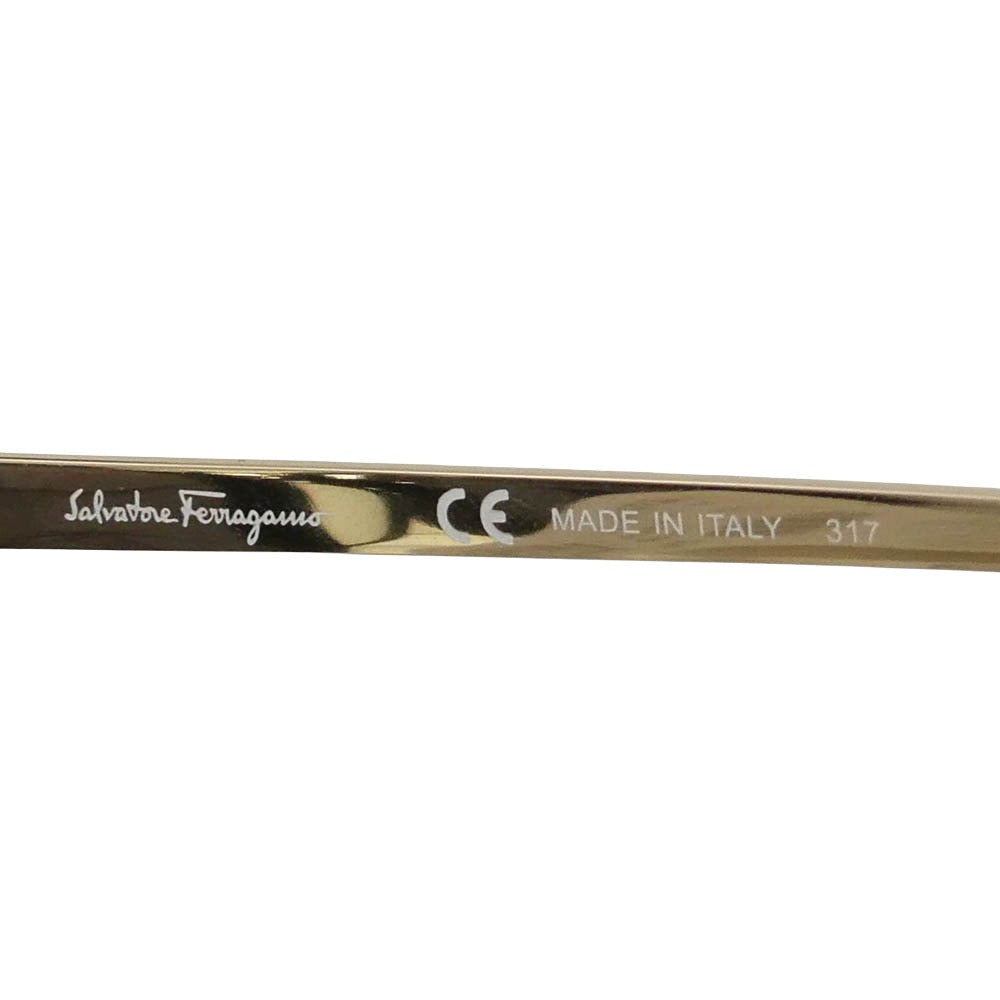 Salvatore Ferragamo サルヴァトーレフェラガモ SF882SA アジアンフィット ダブルブリッジ サングラス アイウェア フレーム：ブラック系、ゴールド系　レンズ：ブラック系 54□18【極上美品】【中古】
