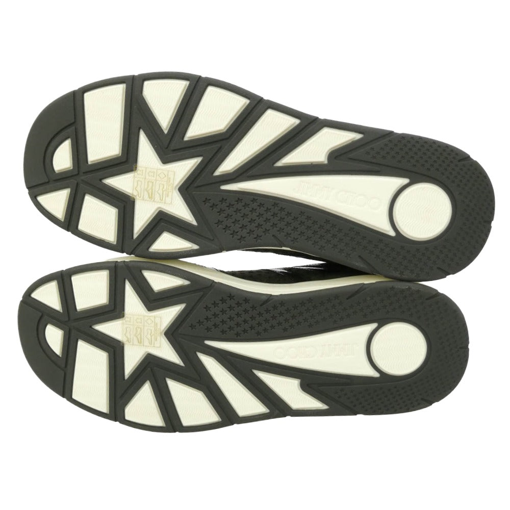 JIMMY CHOO ジミーチュウ HAWAII/M ハワイ スター パンチング スエード スニーカー モスグリーン系 39【極上美品】【中古】