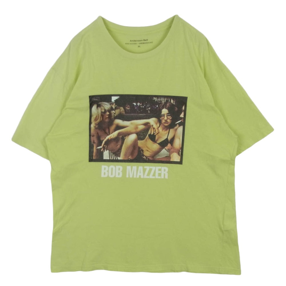 アンダースンベル BOB MAZZER プリント 半袖 Tシャツ コットン 韓国製 イエロー系 XL【中古】