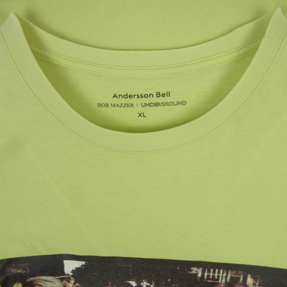 アンダースンベル BOB MAZZER プリント 半袖 Tシャツ コットン 韓国製 イエロー系 XL【中古】