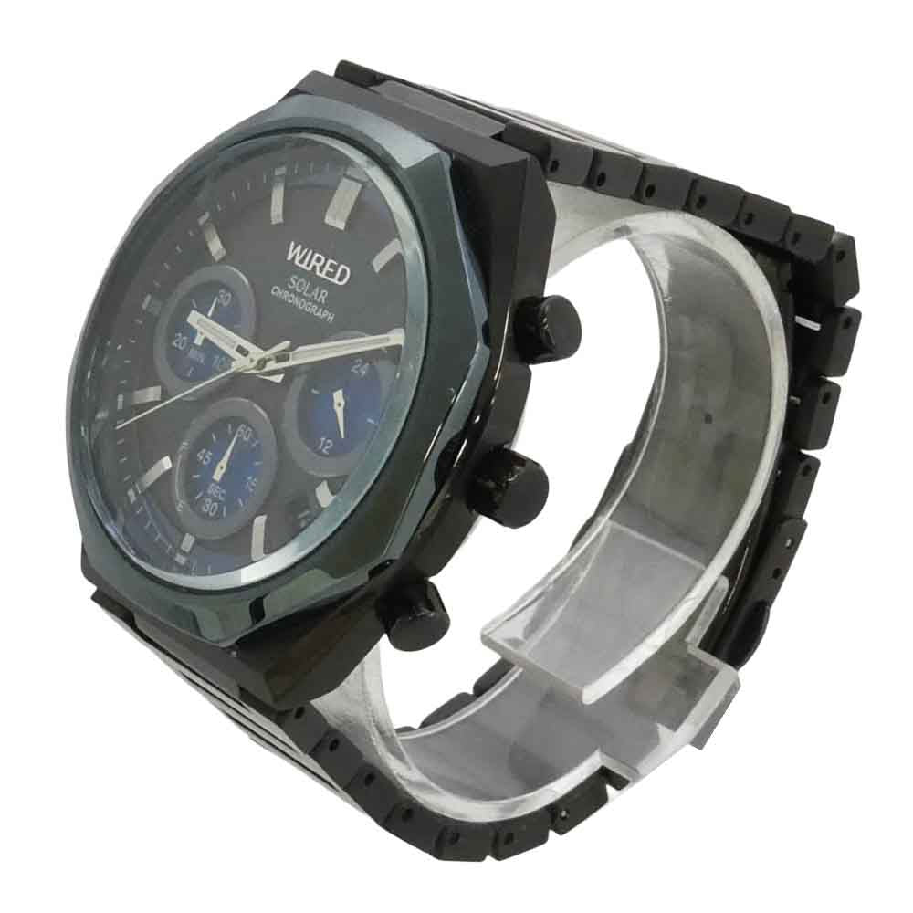 SEIKO セイコー VR42-KMH0 WIRED ワイアード ソーラー クロノグラフ 腕時計 ブラック系 ブルー系【中古】