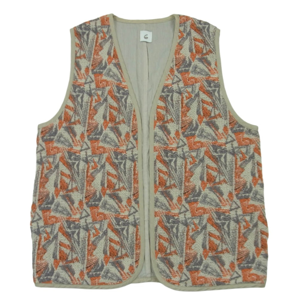 UNITED ARROWS ユナイテッドアローズ 8617-241-0373 6 ROKU SASHIKO MOTIF JACQUARD VEST 刺し子 モチーフ ジャガード ベスト オレンジ系 グレー系 サイズ表記なし【中古】