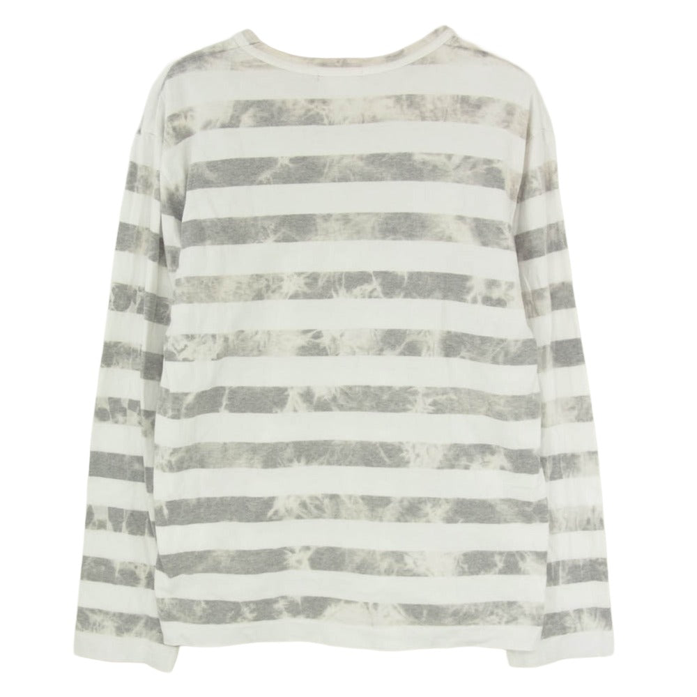 COMME des GARCONS HOMME PLUS コムデギャルソンオムプリュス PS-T108 MY ENERGY COMES FROM FREEDOM プリント ボーダー 長袖 ロングスリーブ Tシャツ カットソー ロンT グレー系 M【中古】