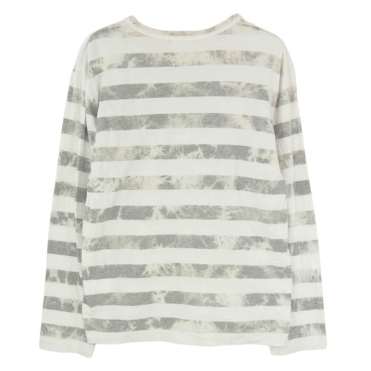 COMME des GARCONS HOMME PLUS コムデギャルソンオムプリュス PS-T108 MY ENERGY COMES FROM FREEDOM プリント ボーダー 長袖 ロングスリーブ Tシャツ カットソー ロンT グレー系 M【中古】
