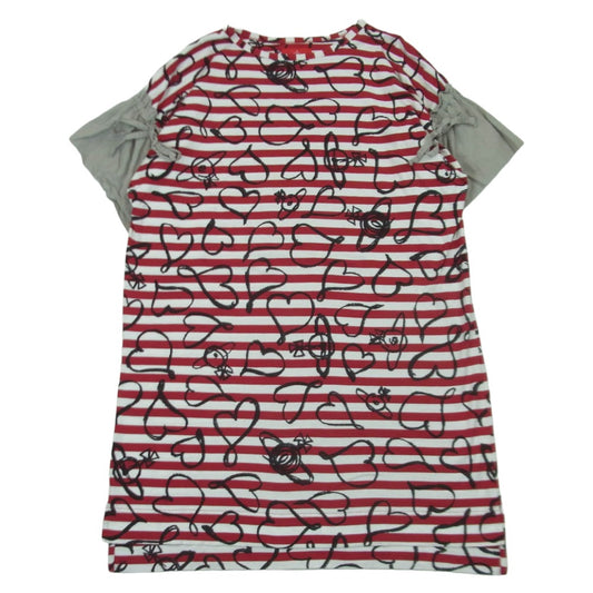 Vivienne Westwood ヴィヴィアンウエストウッド 16-12-521014 Red Label レッドレーベル ハート柄 ボーダー ロング 半袖 ワンピース レッド系 ホワイト系 ブラック系 00【中古】