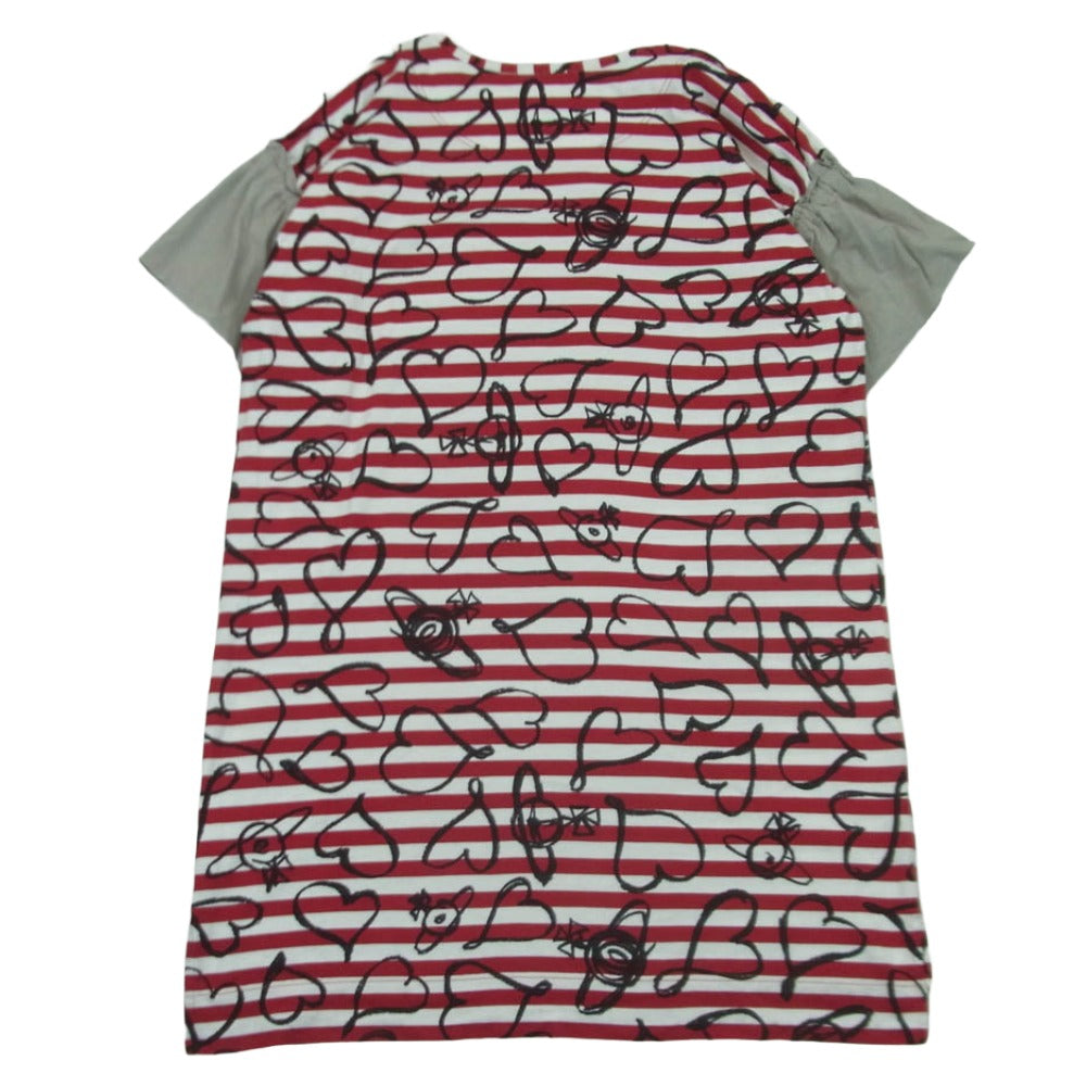 Vivienne Westwood ヴィヴィアンウエストウッド 16-12-521014 Red Label レッドレーベル ハート柄 ボーダー ロング 半袖 ワンピース レッド系 ホワイト系 ブラック系 00【中古】
