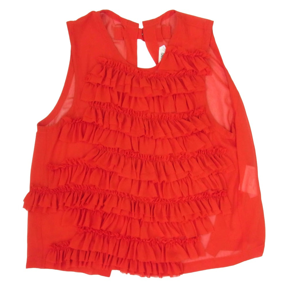 COMME des GARCONS コムデギャルソン GO-V007 AD2014 本ライン シアー レイヤード フリル ベスト レッド系 M【中古】 COMME des GARCONS コムデギャルソン GO-V007 AD2014 本ライン シアー