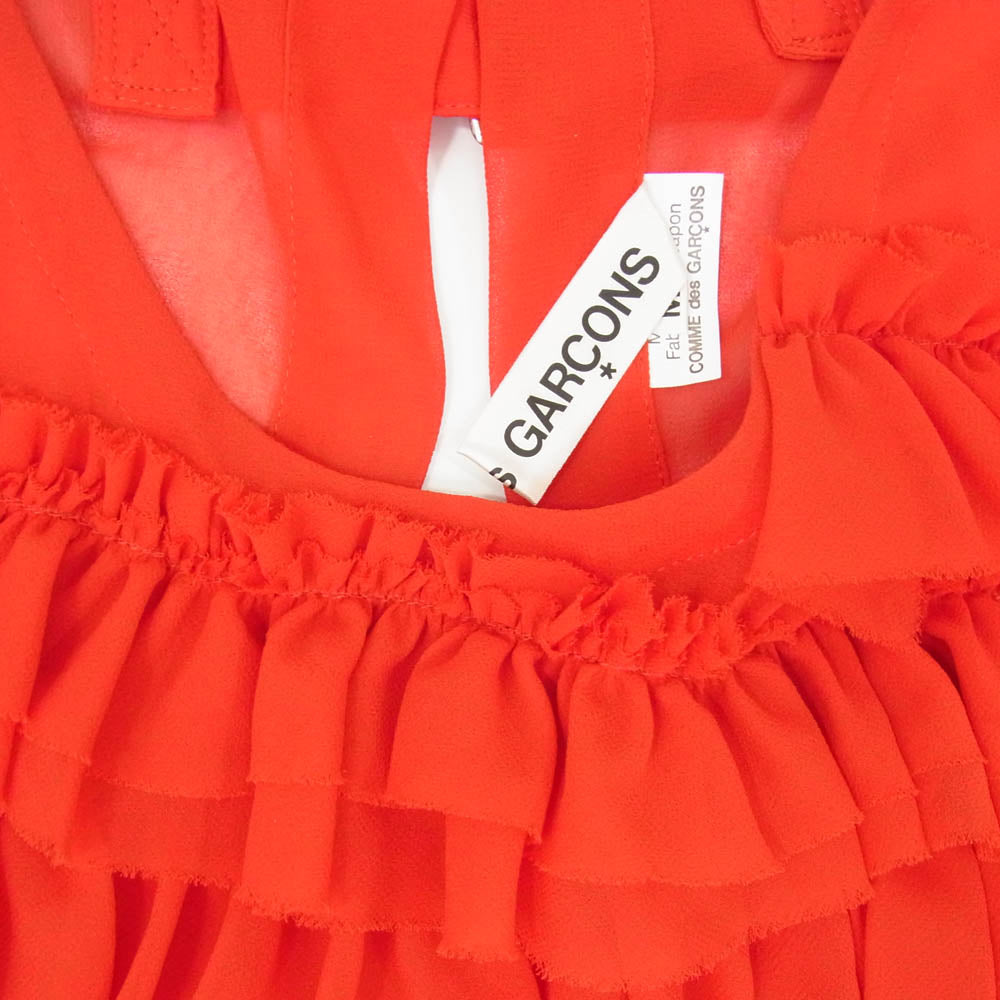 COMME des GARCONS コムデギャルソン GO-V007 AD2014 本ライン シアー レイヤード フリル ベスト レッド系 M【中古】
