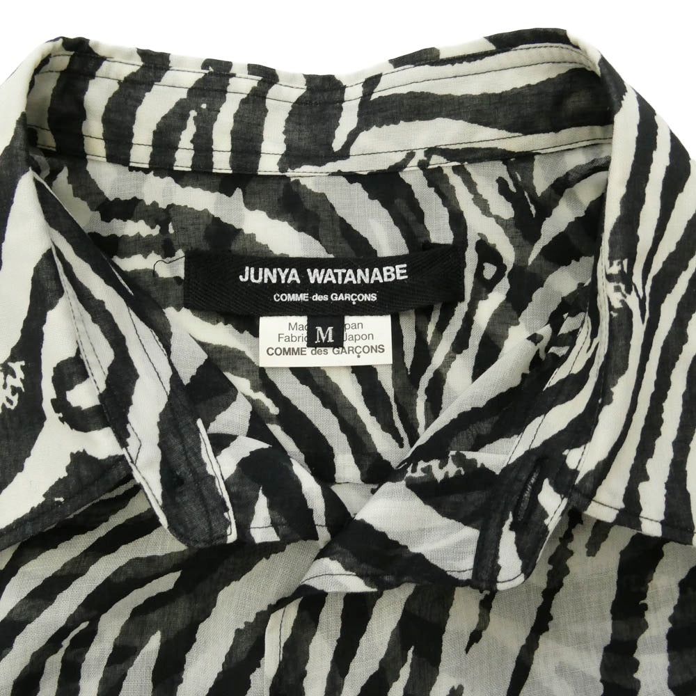 JUNYA WATANABE COMME des GARCONS ジュンヤワタナベコムデギャルソン 20AW JF-O014 Zebra Muslin Shirt Dress ゼブラ シアー シャツ ワンピース ブラック系 ホワイト系 M【中古】