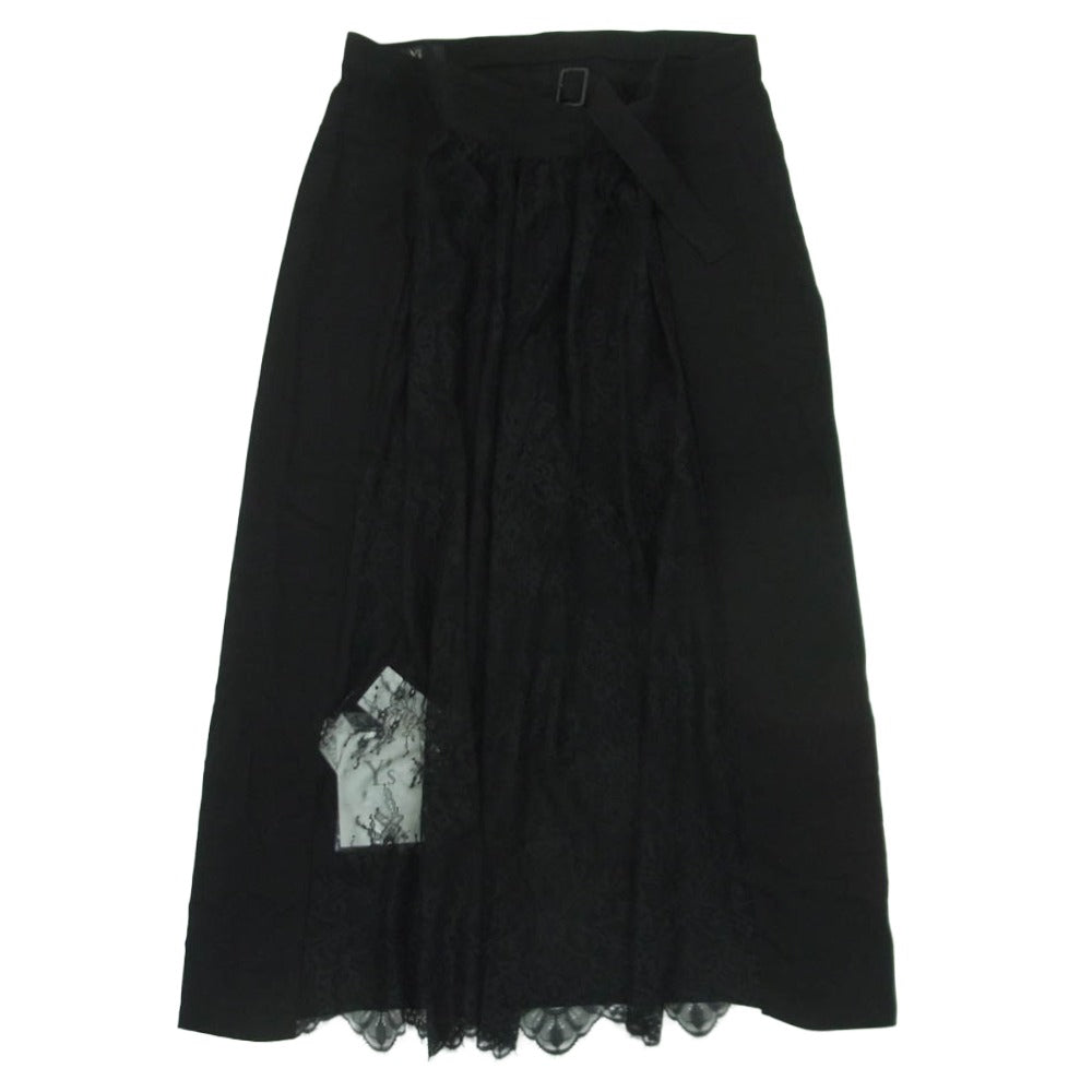 Y's Yohji Yamamoto ワイズ ヨウジヤマモト 18ss YW-S02-801 レース ラップ 巻き スカート ブラック系 2【極上美品】【中古】