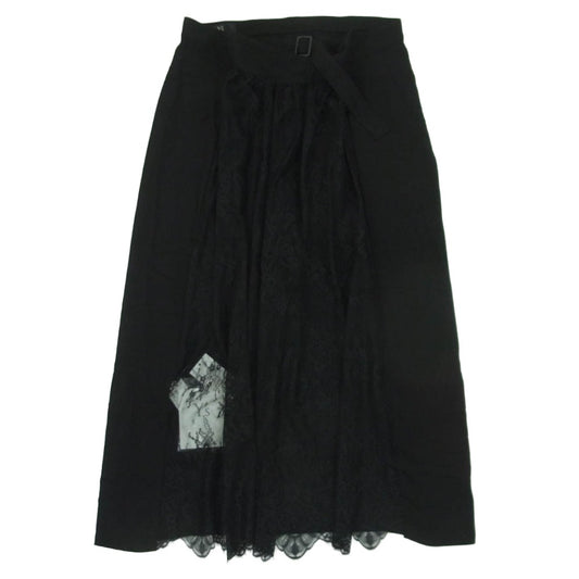 Y's Yohji Yamamoto ワイズ ヨウジヤマモト 18ss YW-S02-801 レース ラップ 巻き スカート ブラック系 2【極上美品】【中古】