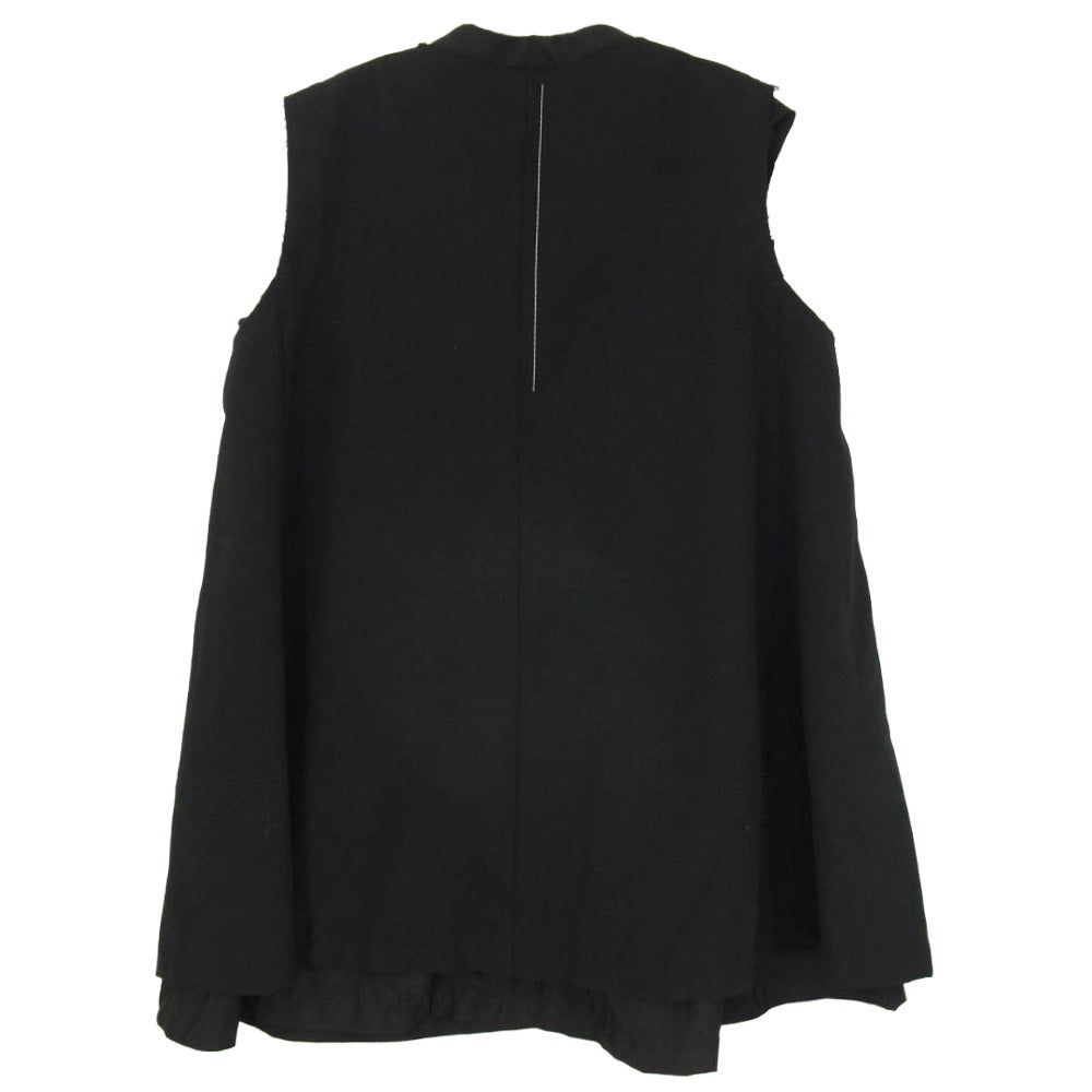 COMME des GARCONS コムデギャルソン 17AW GT-C008 本ライン  ノースリーブ ノーカラー フリル リボン ロング ベスト ジレ ブラック系 S【中古】 COMME des GARCONS コムデギャルソン 17AW GT-C008 本ライン