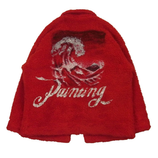 doublet ダブレット 21aw 21AW04 HAND-PAINTED RECYCLE FUR JACKET ハンドペイント ファー ジャケット レッド系 M【中古】