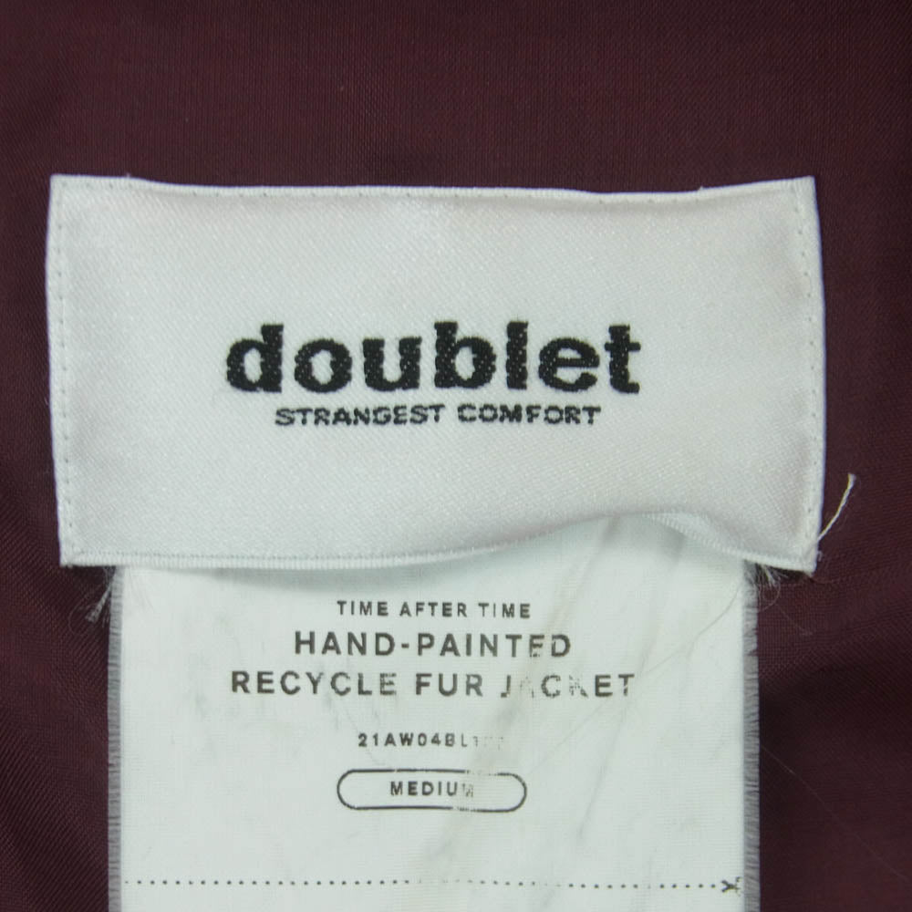 doublet ダブレット 21aw 21AW04 HAND-PAINTED RECYCLE FUR JACKET ハンドペイント ファー ジャケット レッド系 M【中古】