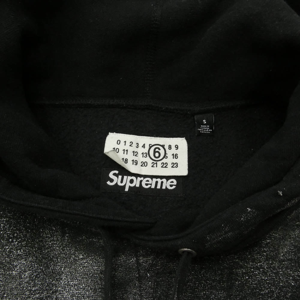 Supreme シュプリーム MAISON MARGIELA メゾンマルジェラ × MM6 Maison Margiela エムエムシックス メゾンマルジェラ 24SS Foil Box Logo Hooded Sweatshirt フォイル ボックスロゴ フーディー パーカー ブラック系 S【中古】