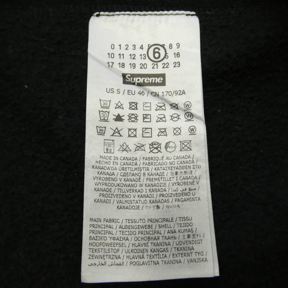 Supreme シュプリーム MAISON MARGIELA メゾンマルジェラ × MM6 Maison Margiela エムエムシックス メゾンマルジェラ 24SS Foil Box Logo Hooded Sweatshirt フォイル ボックスロゴ フーディー パーカー ブラック系 S【中古】
