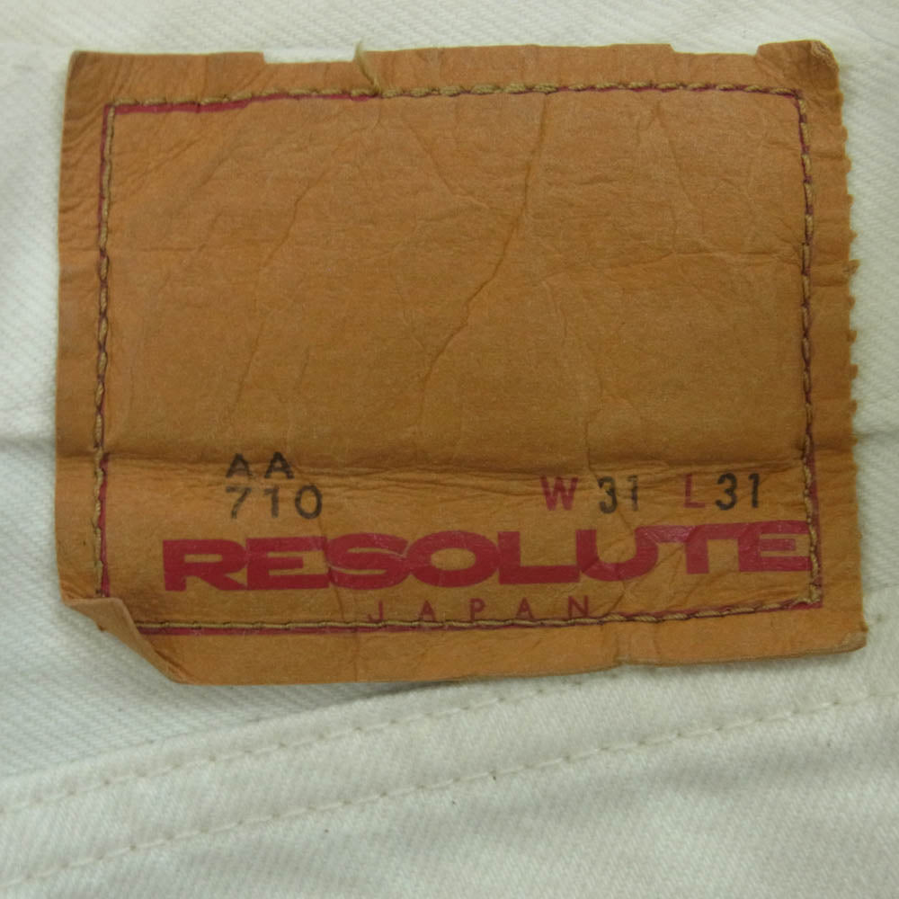 RESOLUTE リゾルト AA710 10th 10周年記念 ホワイト デニム ストレート パンツ コットン 日本製 ホワイト系 W31 L31【中古】