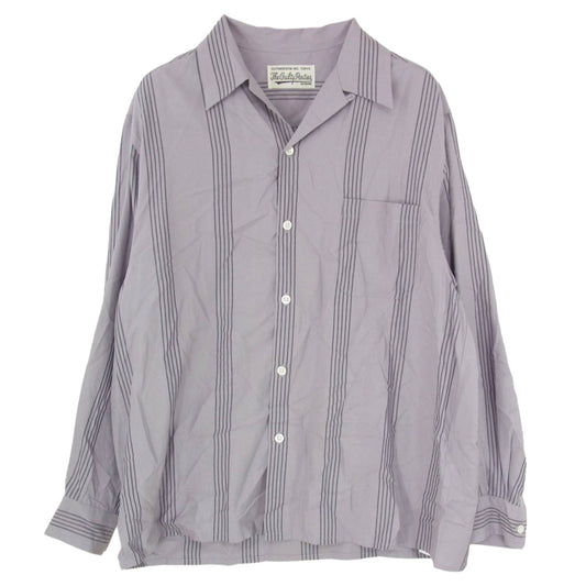 WACKO MARIA ワコマリア 24SS 24SSE-WMS-OC01 STRIPED OPEN COLLAR SHIRT L/S ストライプ オープンカラー 開襟 長袖 シャツ グレー系 M【中古】