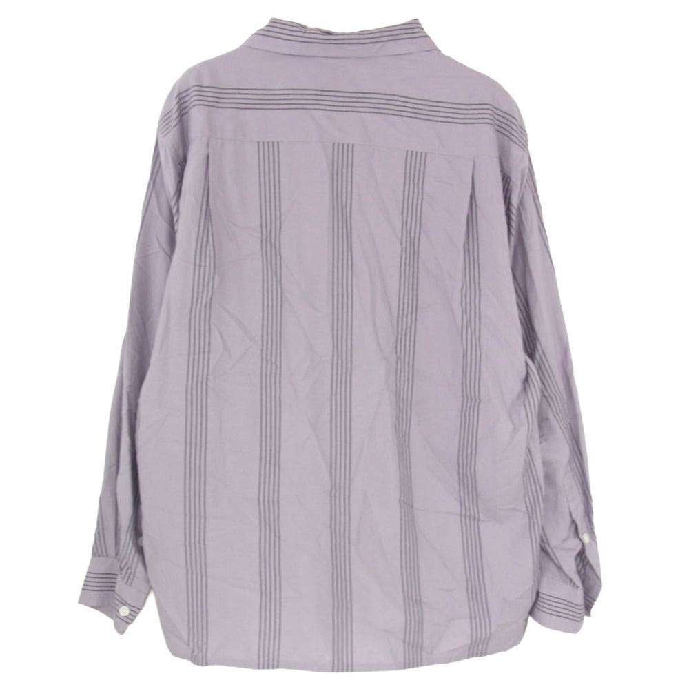 WACKO MARIA ワコマリア 24SS 24SSE-WMS-OC01 STRIPED OPEN COLLAR SHIRT L/S ストライプ オープンカラー 開襟 長袖 シャツ グレー系 M【中古】