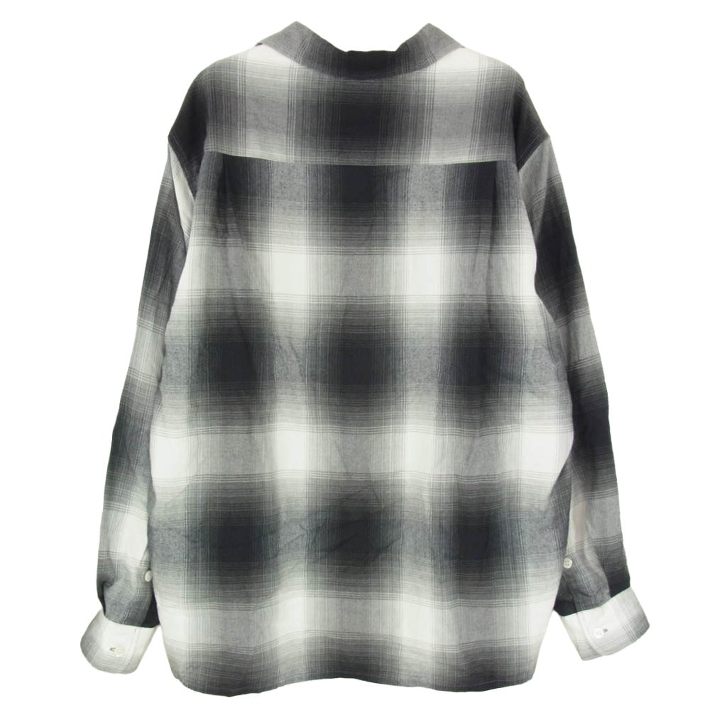 WACKO MARIA ワコマリア OMBRE CHECK OPEN COLLAR SHIRT オンブレチェック 長袖 オープンカラー シャツ ブラック系 M【中古】