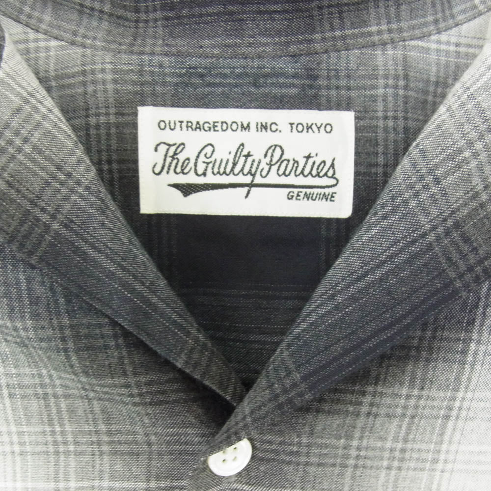 WACKO MARIA ワコマリア OMBRE CHECK OPEN COLLAR SHIRT オンブレチェック 長袖 オープンカラー シャツ ブラック系 M【中古】